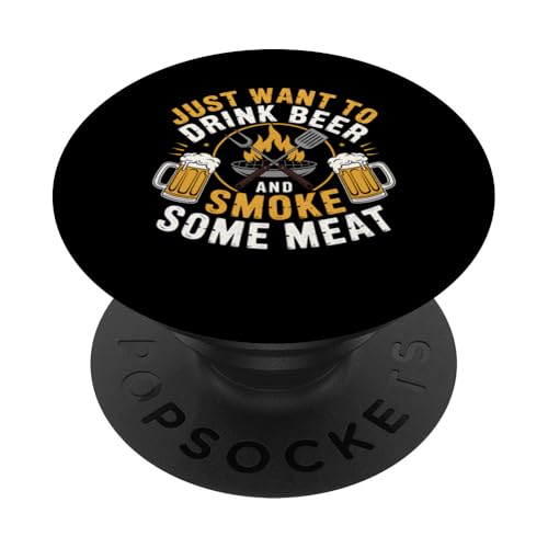 Bier Räucherfleisch BBQ Grillen Papa Lustiges Geschenk PopSockets Klebender PopGrip Bier Räucherfleisch BBQ Grillen Papa Lustiges Geschenk PopSockets Klebender PopGrip von IQTEE