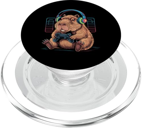 Capybara Gamer Video Game Controller Retro Gaming Kopfhörer PopSockets PopGrip für MagSafe Capybara Gamer Video Game Controller Retro Gaming Kopfhörer PopSockets PopGrip für MagSafe von IQTEE