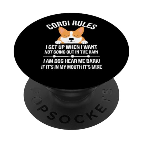 Corgi Rules lustiges Geschenk für Hundeliebhaber PopSockets Klebender PopGrip von IQTEE