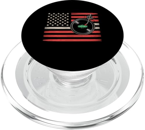DJ USA Flagge Vinyl Schallplattenspieler 4. Juli Party Geschenk PopSockets PopGrip für MagSafe DJ USA Flagge Vinyl Schallplattenspieler 4. Juli Party Geschenk PopSockets PopGrip für MagSafe von IQTEE
