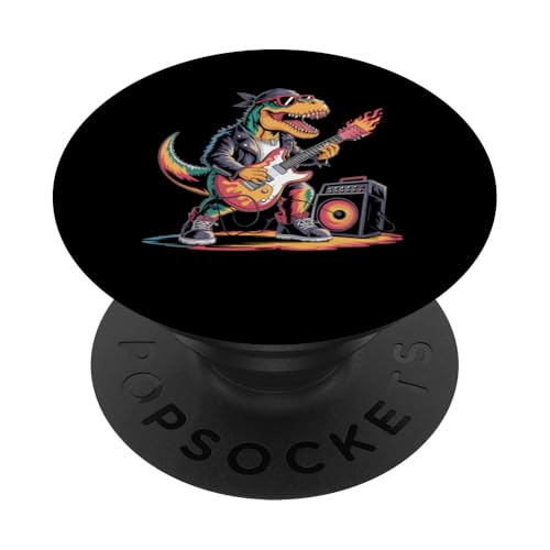 Dinosaurier Rocker TRex Rock Roll Musik Geschenk PopSockets Klebender PopGrip Dinosaurier Rocker TRex Rock Roll Musik Geschenk PopSockets Klebender PopGrip von IQTEE