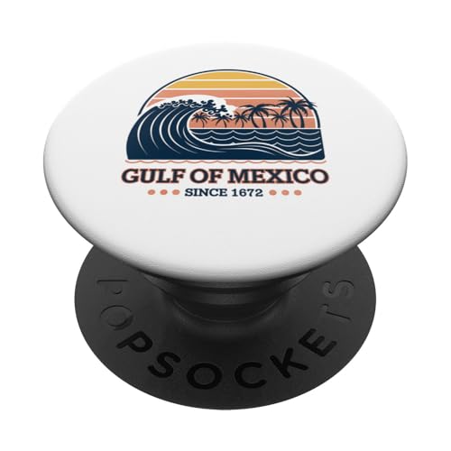 Golf von Mexiko Strand Sommer Urlaub Retro Sonnenuntergang Souvenir PopSockets Klebender PopGrip von IQTEE
