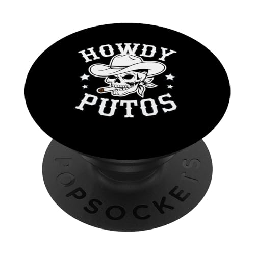 Howdy Skull T-Shirt mit Cowboy-Western-Country-Grafik PopSockets Klebender PopGrip von IQTEE