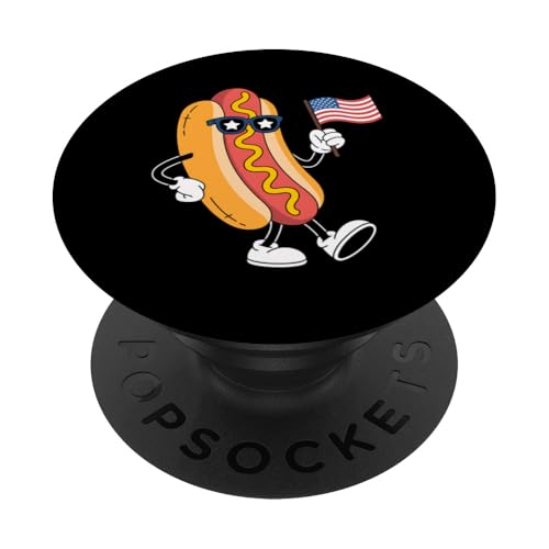 Hund 4. Juli USA Amerikanische Flagge Geschenk Hotdog Lover PopSockets Klebender PopGrip von IQTEE