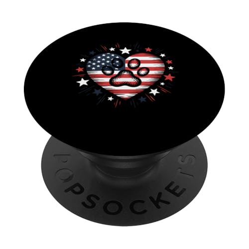 Hundepfote Amerikanische Flagge 4. Juli Haustierbesitzer Geschenk PopSockets Klebender PopGrip Hundepfote Amerikanische Flagge 4. Juli Haustierbesitzer Geschenk PopSockets Klebender PopGrip von IQTEE