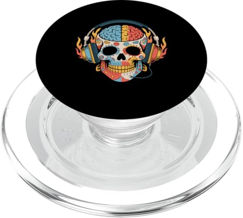 Kopfhörer mit Totenkopf-Motiv, Retro, Vintage, Disco, Geschenk PopSockets PopGrip für MagSafe von IQTEE