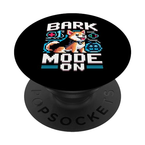 Lustiges Grafik-T-Shirt „Bark Mode On Corgi“ PopSockets mit austauschbarem PopGrip von IQTEE