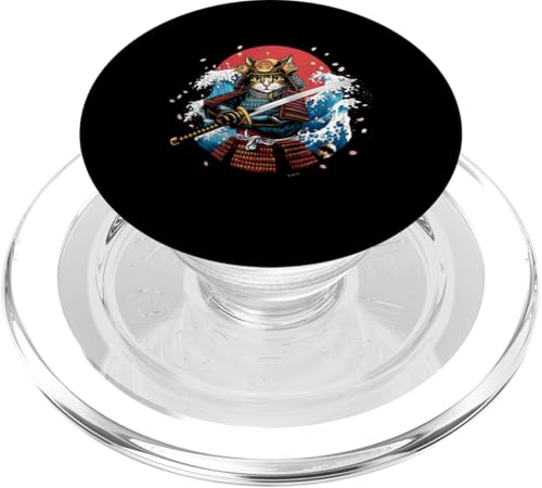 Samurai Katze Japanische Krieger Kätzchen Kawaii Anime Grafik PopSockets PopGrip für MagSafe von IQTEE