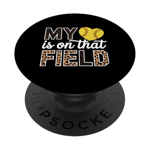 Softball Mama Leopard Herz Lustiges Sportgeschenk PopSockets Klebender PopGrip von IQTEE
