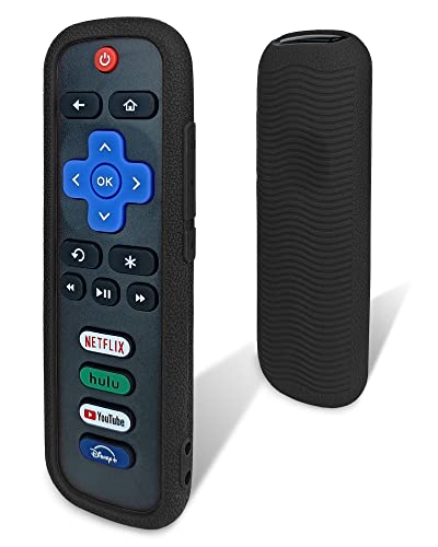 Schutzhülle für Roku Remote - Umweltfreundliches Silikonmaterial, sturzsicher, staubdicht, waschbar, kompatibel mit den meisten Modellen von Roku Voice Remote Skin, Roku TV Remote Case (Schwarz) von IRAINSUN