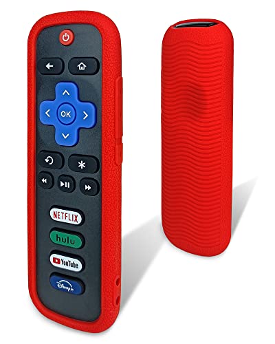 Schutzhülle für Roku Remote - Umweltfreundliches Silikonmaterial, sturzsicher, staubdicht, waschbar, kompatibel mit den meisten Modellen von Roku Voice Remote Skin, Roku TV Remote Case (rot) von IRAINSUN