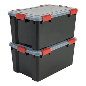 2 IRIS Ohyama AT-L BkR/C/D.Red Aufbewahrungsboxen 2x 50,0 l schwarz, transparent, rot 29,0 x 59,0 x 29,0 cm von IRIS Ohyama