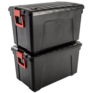 2 IRIS Ohyama Multi Aufbewahrungsbox 2x 110,0 l schwarz, rot 44,5 x 75,0 x 66,0 cm von IRIS Ohyama
