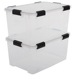 2 IRIS Ohyama Water Proof Aufbewahrungsboxen 2x 50,0 l transparent, schwarz 39,0 x 59,0 x 36,0 cm von IRIS Ohyama