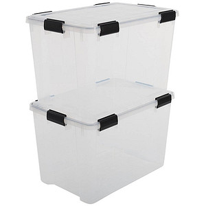 2 IRIS Ohyama Water Proof Aufbewahrungsboxen 2x 70,0 l transparent, schwarz 39,0 x 59,0 x 44,0 cm von IRIS Ohyama