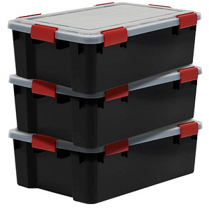 3 IRIS Ohyama AT-LS BkR/C/D.Red Aufbewahrungsboxen 3x 30,0 l schwarz, transparent, rot 29,0 x 39,0 x 19,1 cm von IRIS Ohyama