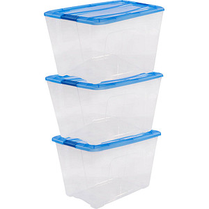 3 IRIS Ohyama Clear NTB Aufbewahrungsboxen 3x 60,0 l transparent, blau 39,5 x 57,5 x 52,5 cm von IRIS Ohyama