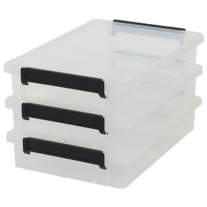 3 IRIS Ohyama LLB-A4 Aufbewahrungsboxen 3x 4,0 l transparent, schwarz 25,0 x 36,5 x 20,0 cm von IRIS Ohyama