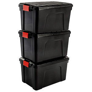 3 IRIS Ohyama Multi Aufbewahrungsboxen 3x 60,0 l schwarz, rot 39,5 x 59,0 x 54,0 cm von IRIS Ohyama