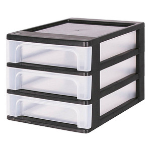 IRIS Ohyama Aufbewahrungsbox 3x 4,0 l transparent, schwarz 26,0 x 35,5 x 25,5 cm von IRIS Ohyama