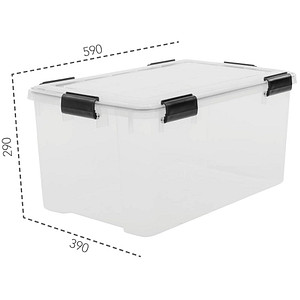 IRIS Ohyama Water Proof Aufbewahrungsbox 50,0 l transparent, schwarz 39,0 x 59,0 x 29,0 cm von IRIS Ohyama