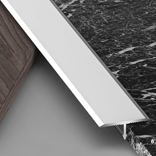Aluminium-Teppichkantenleiste – Fußböden Abdeckleiste | T-förmige Türschwellen Leiste | 90 Cm/36 Zoll | Übergangsprofil Für Fliesen(Silver,130 * 2cm) von IRUGS