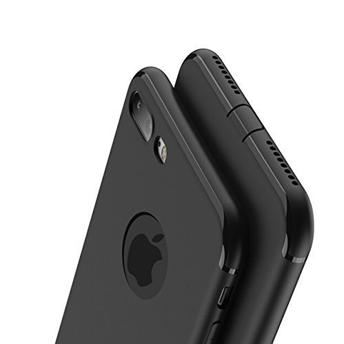 IRunningSystem Schwarz Matte für iPhone 7 kompatible Hülle Silikonhülle (4,7 Zoll) mit integriertem Staubschutz Ultra-Slim (0,5mm Dicke) von IRunningSystem