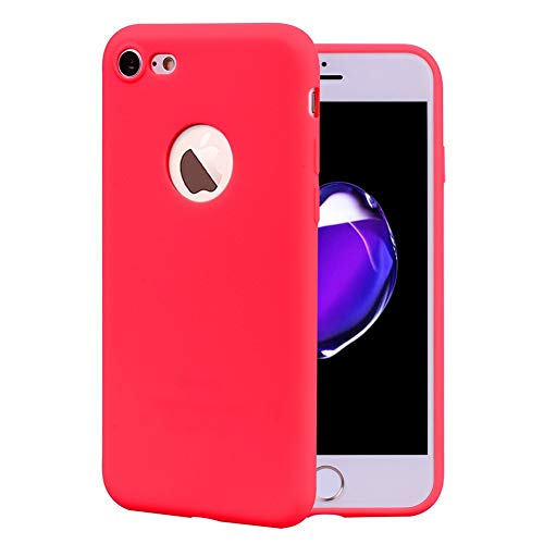 IRunningSystem Schwarz Matte für iPhone 7 kompatible Silikonhülle (4,7 Zoll) mit integriertem Staubschutz Ultra-Slim (0,5mm Dicke) (2. Rot) von IRunningSystem