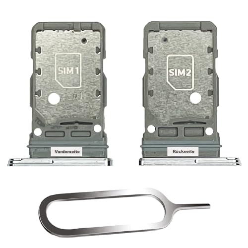 IS-TECK SIM-Kartenhalter Ersatz SIM-Tray Kompatibel mit Samsung Galaxy S21 / Plus/Ultra 5G Dual inklusive SIM-Nadel SIM-Kartensteckplatz (Weiß/Silber) von IS-TECK