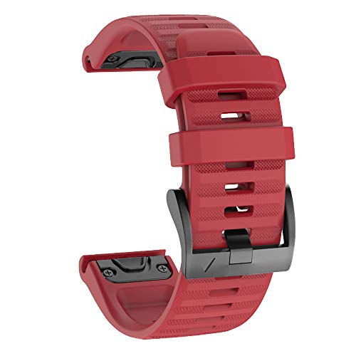 ISABAKE Armband für Garmin Fenix 6X, QuickFit 26mm Breites Uhrenarmband Kompatibel mit Fenix 6X / 6X Pro, Fenix 5X / 5X Plus, Fenix 3/3 HR (Rot) von ISABAKE