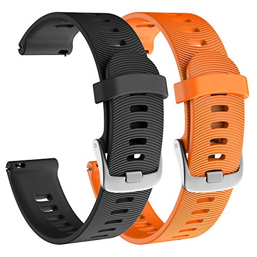 ISABAKE Armband für Garmin Forerunner 245/245 Music, 645/645 Music, Vivoactive 3/3 Music, QuickFit Armbänder 20mm Weichsilikon Ersatzarmbänder für Garmin Watch Uhrenarmbänder (SchwarzOrange) von ISABAKE