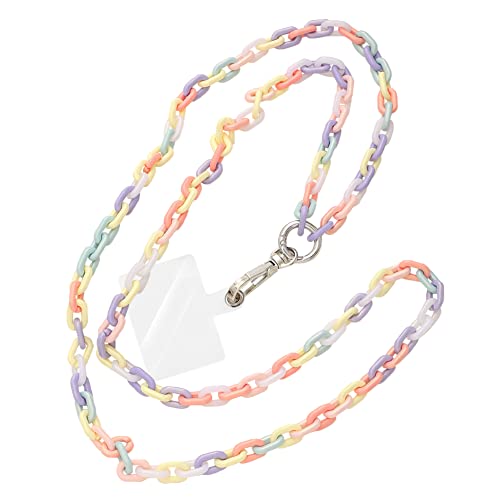 ISAKEN Taschenkette Perlenkette Universale Bunte Acryl-Perlen Handy Lanyard Handy Hülle Anhänger Handgelenkschlaufe Kette Handy Umhängeband Hängen Chain für Damen Frauen von ISAKEN