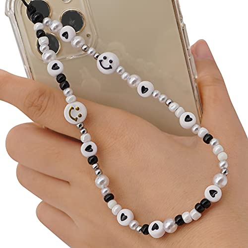 Smiley Face Perlen Telefon Charm Strap Mobile Phone Beads Lanyard böhmisches Design Handgelenkkette Handykette Anti-Lost Mobile Phone Chain Wrist Bracelet Phone Charm Strap Cord Lanyard für Damen von ISAKEN