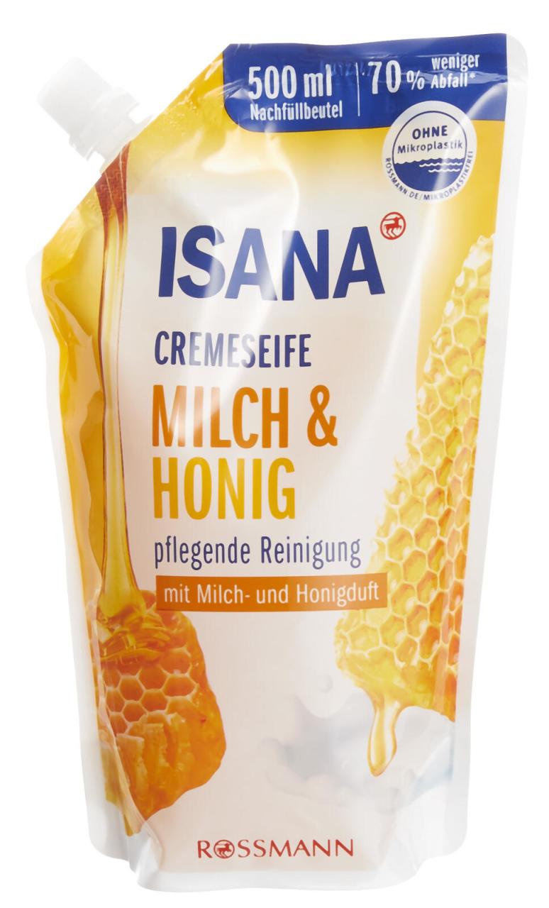 ISANA Flüssigseife Nachfüllpackung Milch & Goldener Honig 0,5 l von ISANA