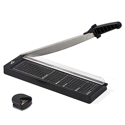 ISDIR Papierschneider 30.5 cm Schnittlänge Papierschneider, Guillotine Trimmer mit 10 Blatt Kapazität Papierschneidebrett, professioneller Papierschneider und Trimmer für Zuhause, Büro von ISDIR