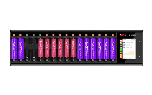 ISDT N16 Batterieladegerät Akku Ladegerät Universal LCD-Display Schnellladegerät Ladegerät für 16 Akkus NI-MH NI-Cd AA AAA Li-lon LiHv NI-MH NI-Cd LiFePO4 (16 Steckplatz) von ISDT