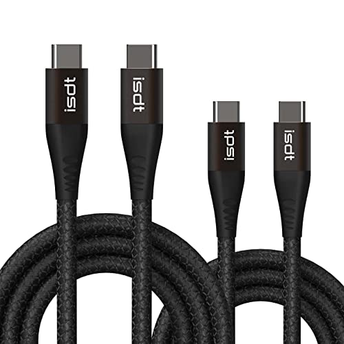 ISDT Nylon USB C zu USB C Kabel (2Pack 1.2M+2M), PD 3.0 20V/3A PD Ladekabel USB C Schnellladekabel für Samsung Galaxy S22 / S21 / S20, Huawei P40 / P30, Google Pixel, OnePlus von ISDT