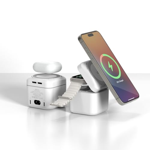 ISDT Zip Mag-Safe Ladegerät,3 in 1 Drahtlose Ladegeräte with 2x33W USB C Ladung Anschlüsse für iPhone/iWatch/iPad/iPod,Tragbar Auto Mag-Safe Ladegerät für Zuhause/Reisen/Camp usw. von ISDT