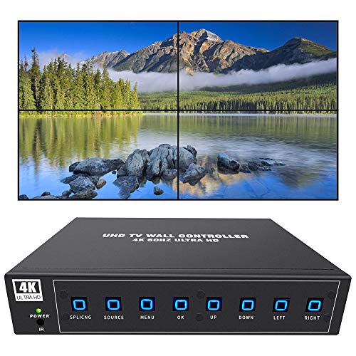 ISEEVY 4K60 UHD Video Wall Controller 2x2 1x2 2x1 1x3 3x1 1x4 4x1 TV Wandcontroller für 4 TV Spleißen Display Unterstützung 3840 x 2160 @ 60Hz Eingänge und Drehung um 90 Grad für Portrait-Modus von ISEEVY