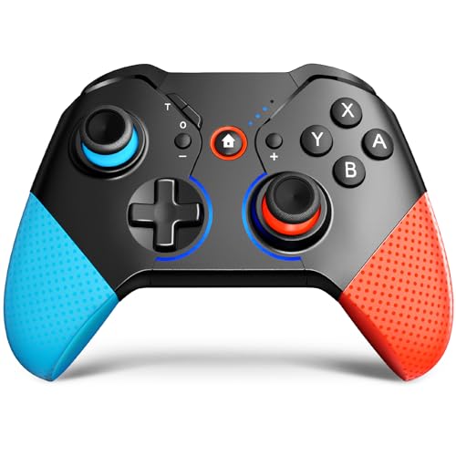 ISENPENK Switch Controller, Wireless Pro Controller für Switch mit Aufwachen, Bluetooth Gamepad Joy Con Remote Kabellos Griff mit Makro Turbo Shock RGB Licht Handle für Kinder Erwachsene von ISENPENK