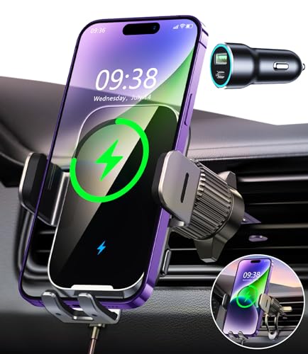 ISEYOU Handyhalterung Auto mit Ladefunktion, [360° Automatische Klemmung] 15W Wireless Charger Auto, Induktive Ladestation Auto Kfz Ladegerät Zubehör für 4,7"-6,9" Telefon, für iPhone 15 Samsung von ISEYOU