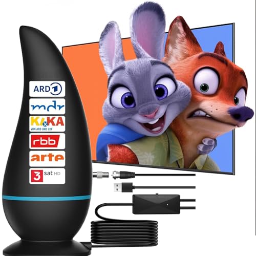 DVBT2 Antenne, DVB-T/DVB-T2-Antenne, Stärkere Stabantenne für Digital TV/DAB Radio/DVB-T2 Tuner Stick,Unterstützung Signalverstärker für 4K 1080p & Alle TV-Geräte - Mit Magnetfuß 5m Kabel von ISIVOUS