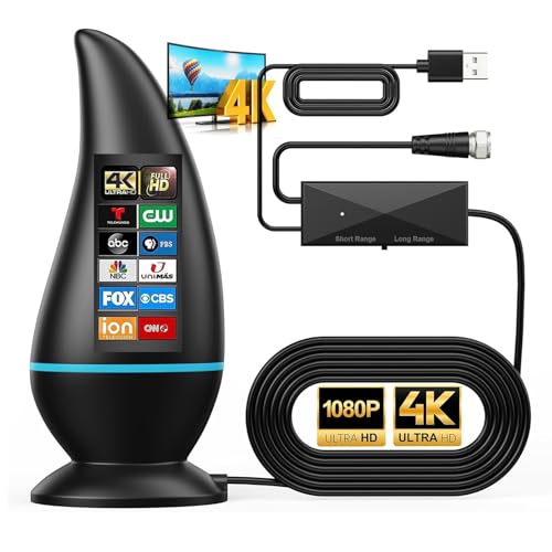 DVBT2 Antenne, Digitale TV-Antenne, Großer Reichweite und 360° Empfang verstärkte, Zimmerantenne für Fernseher mit Starkem Magnetfuß, Unterstützt 4K 1080P, TV kostenlos DVB-T2 VHF UHF, Koaxialkabel DVBT2 Antenne, Digitale TV-Antenne, Großer Reichweite und 360° Empfang verstärkte, Zimmerantenne für Fernseher mit Starkem Magnetfuß, Unterstützt 4K 1080P, TV kostenlos DVB-T2 VHF UHF, Koaxialkabel von ISIVOUS