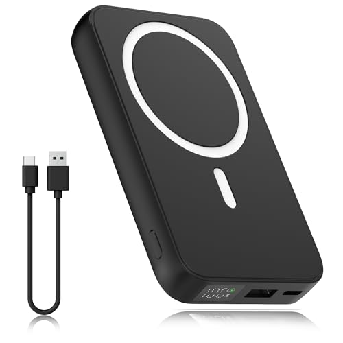 ISIX Magnetische Powerbank 10000mAh Kompatibel mit Magsafe für iPhone 12/13/14/15, Wireless Power Bank Klein aber Stark, PD20W+QC22.5W Schnelles Laden USB-C Externe Handyakkus mit LED-Display, Schwarz ISIX Magnetische Powerbank 10000mAh Kompatibel mit Magsafe für iPhone 12/13/14/15, Wireless Power Bank Klein aber Stark, PD20W+QC22.5W Schnelles Laden USB-C Externe Handyakkus mit LED-Display, Schwarz von ISIX