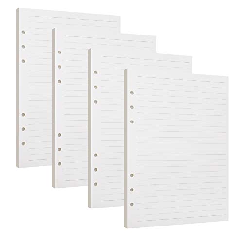 Horizontale Linie Papier A5 6 Löcher Nachfüllpapier Leere Nachfüllseiten Refill Paper Ersatzblätter für Filofax A5 Notizen DIY Bullet Journal Skizze Malerei 4 Packung, Insgesamt 180 Blätter von ISIYINER