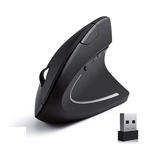 ISMMIK Optische Maus, 2,4 G, kabellos, vertikal, ergonomisch, 800/1200/1600 DPI, 5 Tasten für Laptop, Desktop, PC, Macbook, Schwarz von ISMMIK