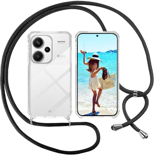 ISOI Handykette für Xiaomi Redmi Note 13 Pro Plus 5G Hülle mit Band,Transparent Silikon Handyhülle für Redmi Note 13 Pro Plus 5G mit Kette Stossfest Schutzhülle-Schnur mit Case Zum Umhängen in Schwarz von ISOI