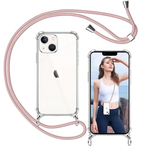 ISOI - Handykette kompatibel mit iPhone 13 Mini Hülle mit Band, Transparent Handyhülle zum Umhängen, Weiche TPU Silikon Necklace Schutzhülle, mit Stoßfester Airbag-Stoßfänger - Rosa ISOI - Handykette kompatibel mit iPhone 13 Mini Hülle mit Band, Transparent Handyhülle zum Umhängen, Weiche TPU Silikon Necklace Schutzhülle, mit Stoßfester Airbag-Stoßfänger - Rosa von ISOI