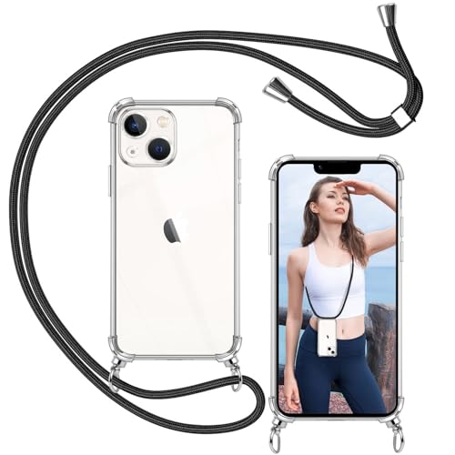 ISOI - Handykette kompatibel mit iPhone 13 Mini Hülle mit Band, Transparent Handyhülle zum Umhängen, Weiche TPU Silikon Necklace Schutzhülle, mit Stoßfester Airbag-Stoßfänger-Schwarz ISOI - Handykette kompatibel mit iPhone 13 Mini Hülle mit Band, Transparent Handyhülle zum Umhängen, Weiche TPU Silikon Necklace Schutzhülle, mit Stoßfester Airbag-Stoßfänger-Schwarz von ISOI