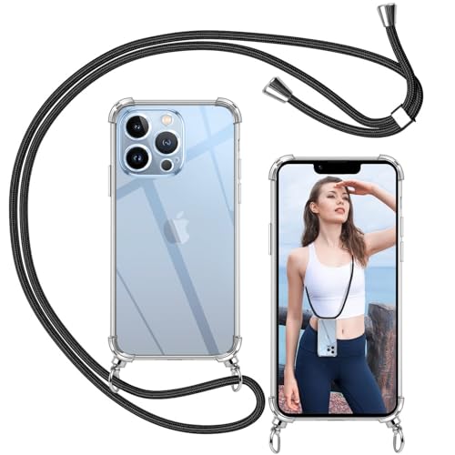 ISOI - Handykette kompatibel mit iPhone 13 Pro Hülle mit Band, Transparent Handyhülle zum Umhängen, Weiche TPU Silikon Necklace Schutzhülle, mit Stoßfester Airbag-Stoßfänger-Schwarz ISOI - Handykette kompatibel mit iPhone 13 Pro Hülle mit Band, Transparent Handyhülle zum Umhängen, Weiche TPU Silikon Necklace Schutzhülle, mit Stoßfester Airbag-Stoßfänger-Schwarz von ISOI